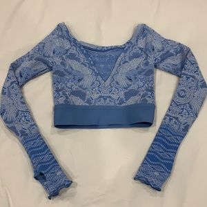 Free People blue and white cropped long sleeve